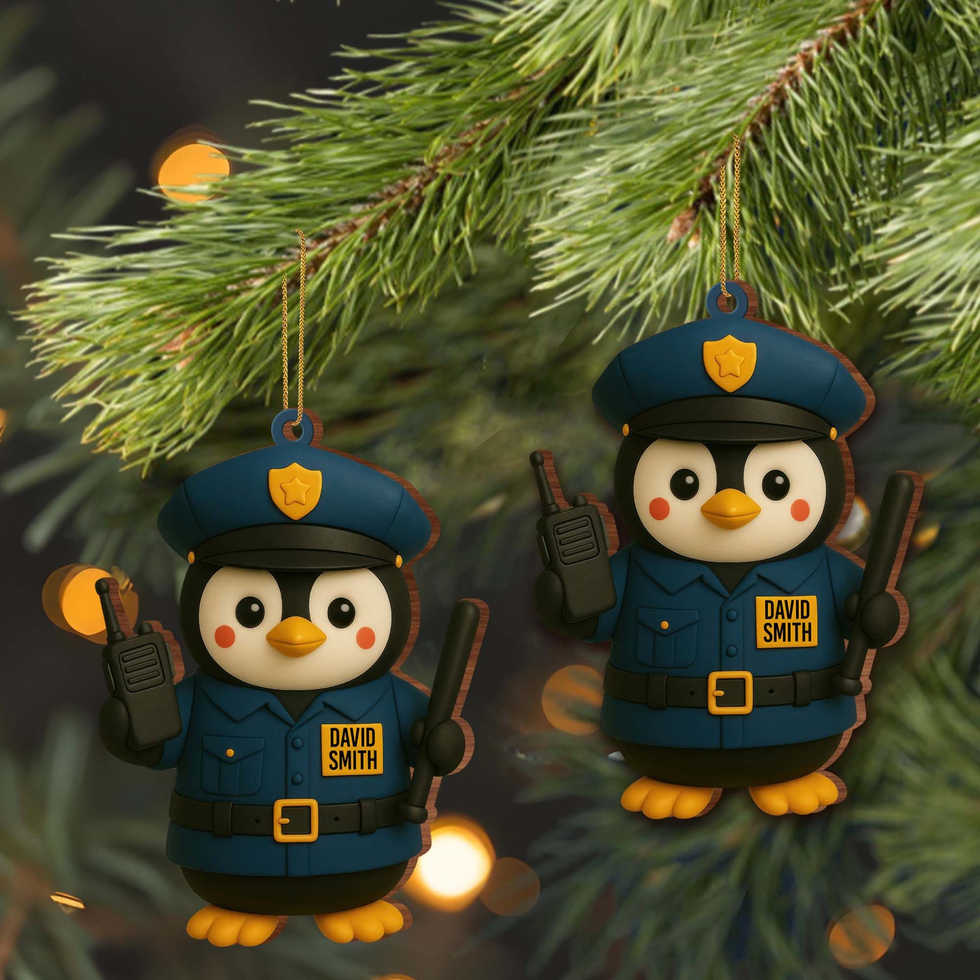 Customizable Penguin Police Officer Ornament