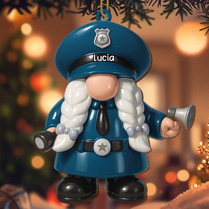 Customize This Adorable Police Officer Gnome Ornament