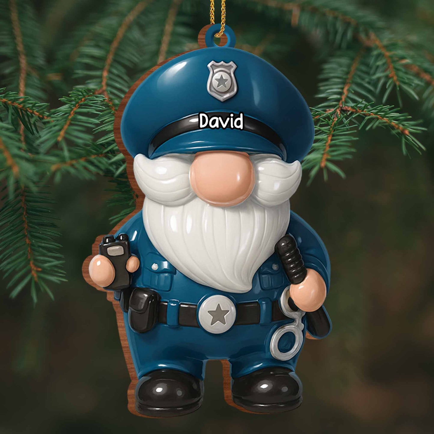 Customize This Adorable Police Officer Gnome Ornament