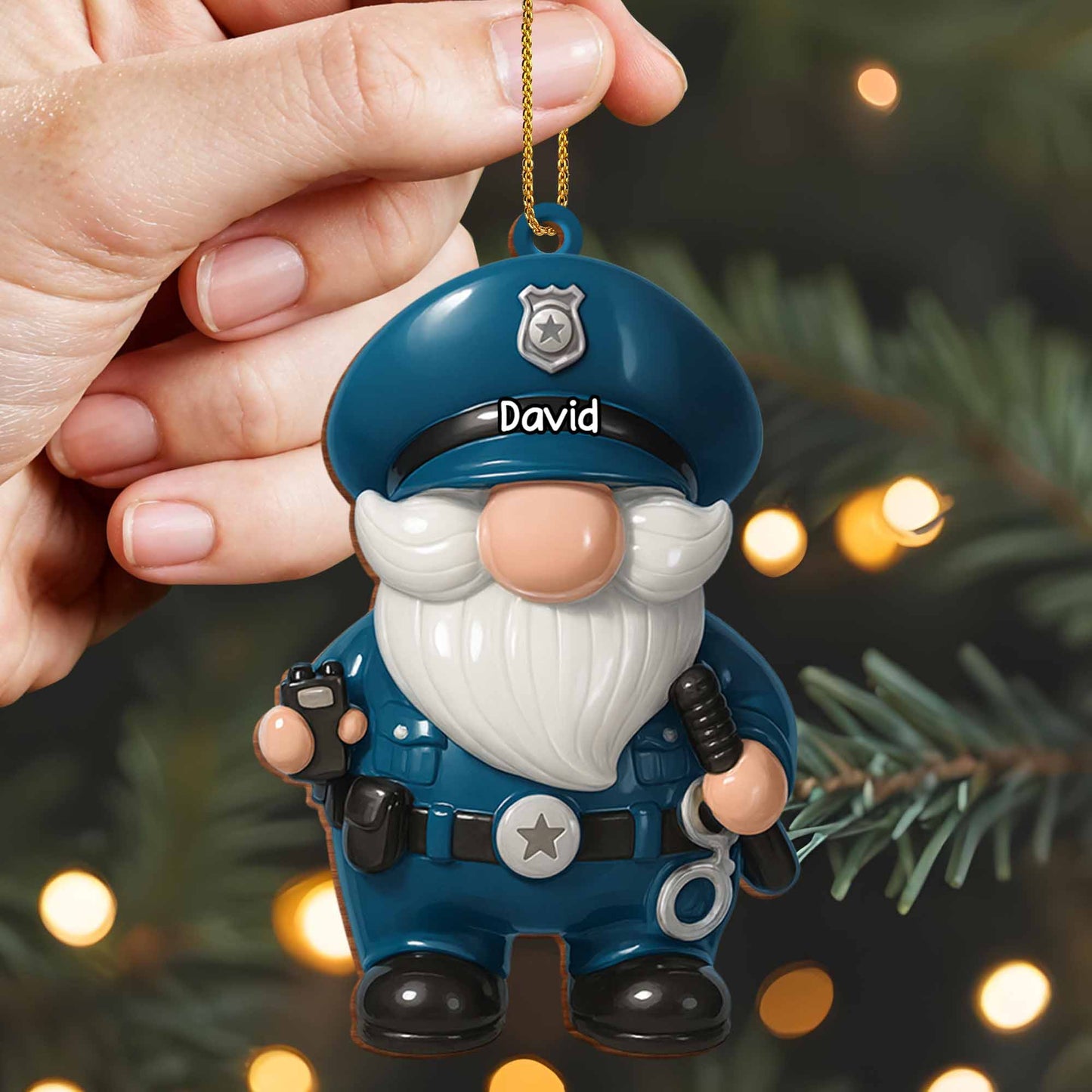 Customize This Adorable Police Officer Gnome Ornament