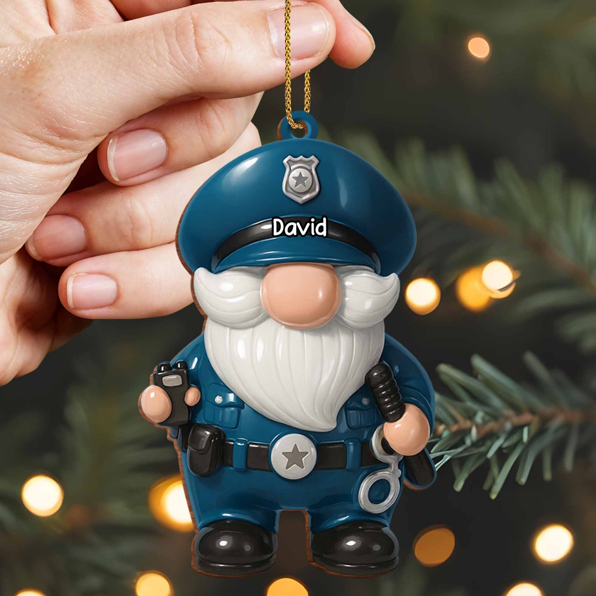 Customize This Adorable Police Officer Gnome Ornament