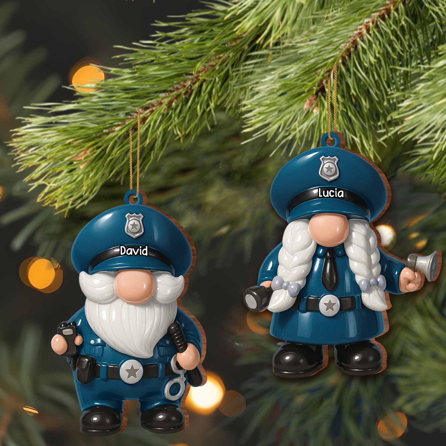 Customize This Adorable Police Officer Gnome Ornament