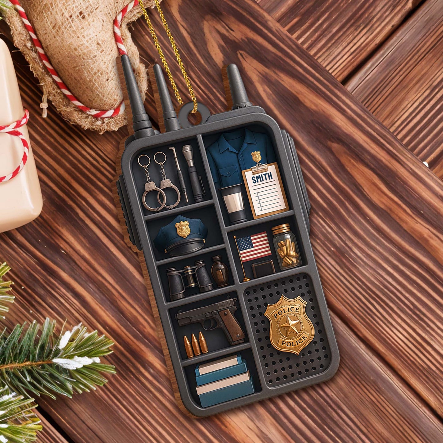 Honor Commitment and Courage Police Gear Ornament