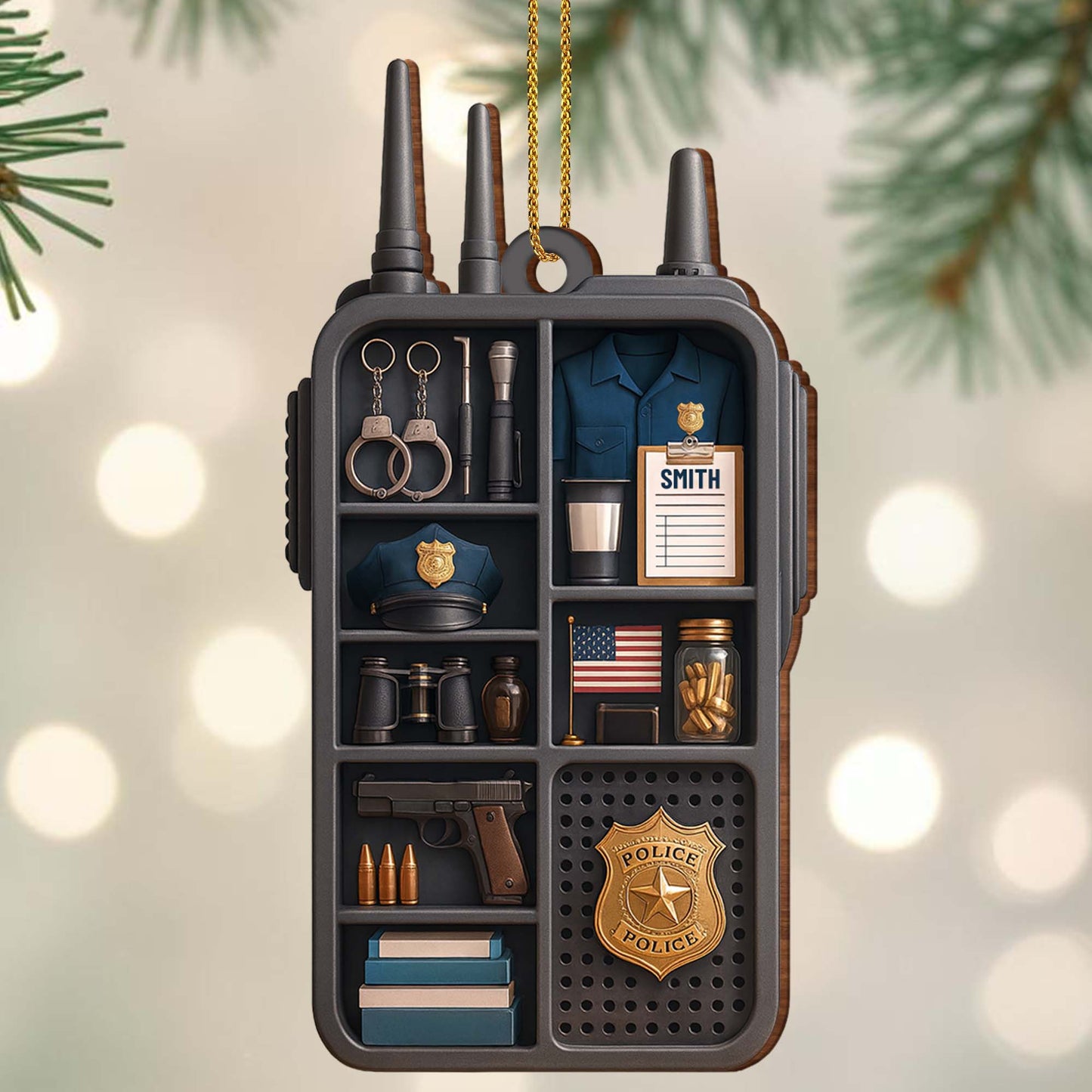 Honor Commitment and Courage Police Gear Ornament