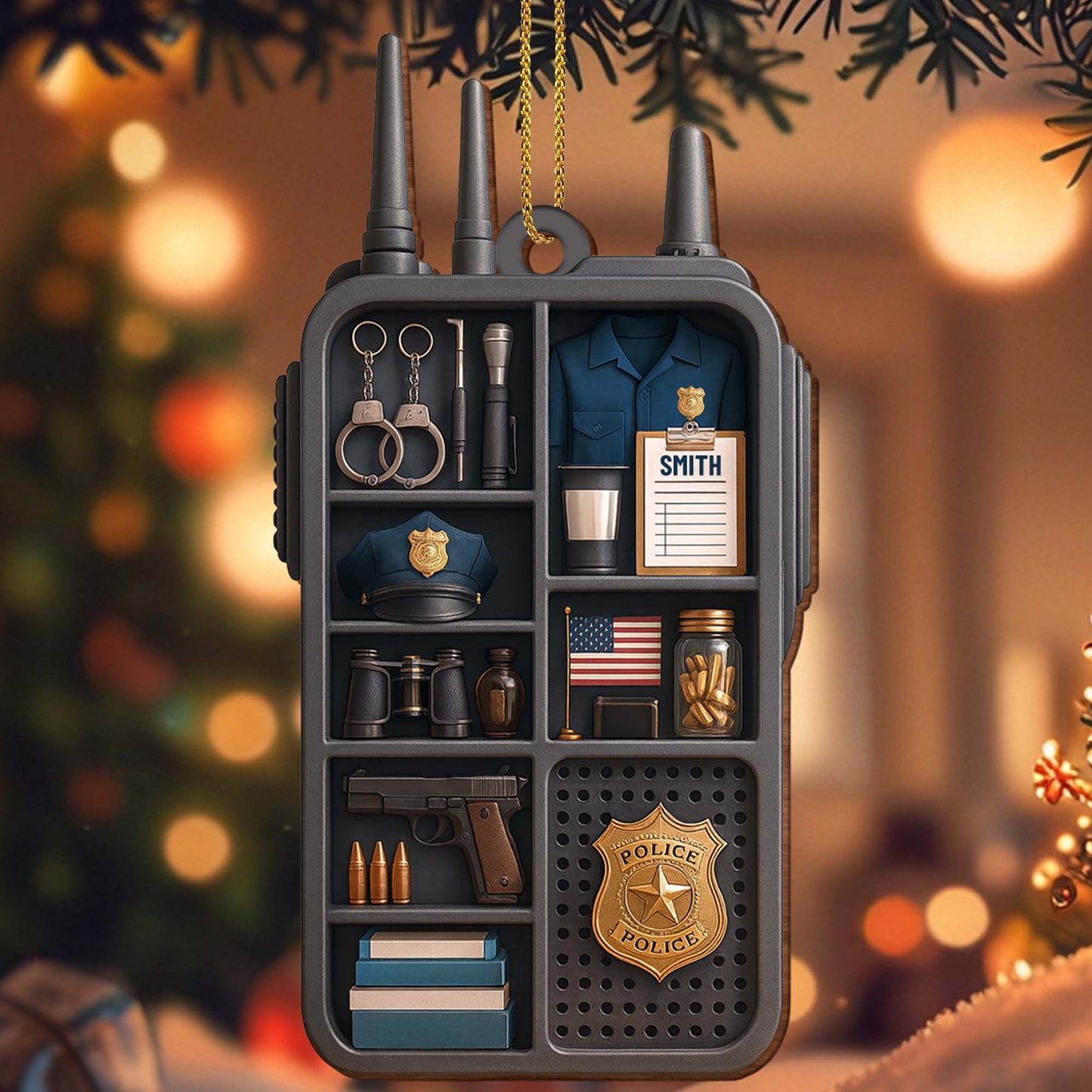 Honor Commitment and Courage Police Gear Ornament