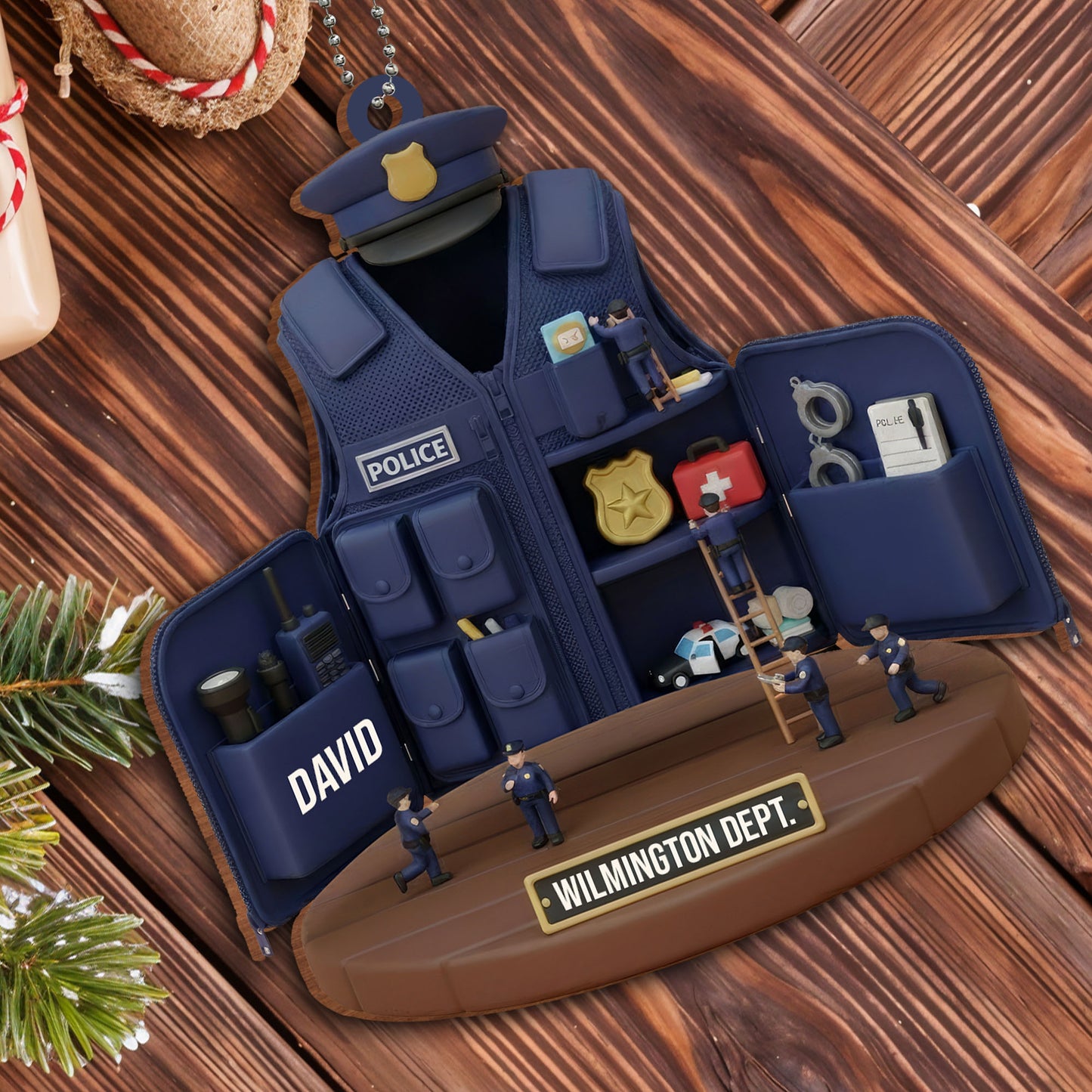 Celebrate Dedication With Custom Police Vest And Cap Ornament