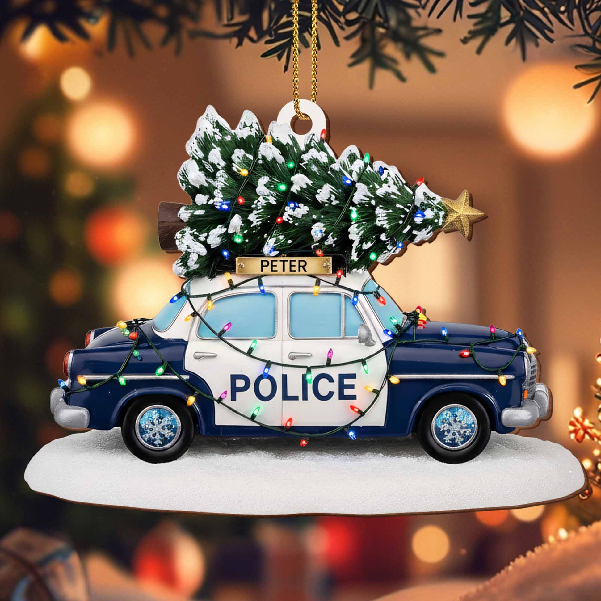 Celebrate The Festive Season With Police Car And Christmas Tree