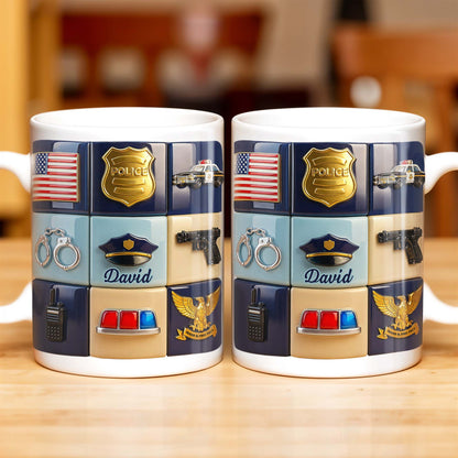 Serve & Protect, American Flag And Police Badge Design