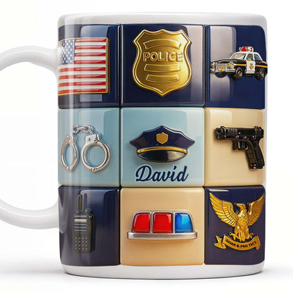 Serve & Protect, American Flag And Police Badge Design