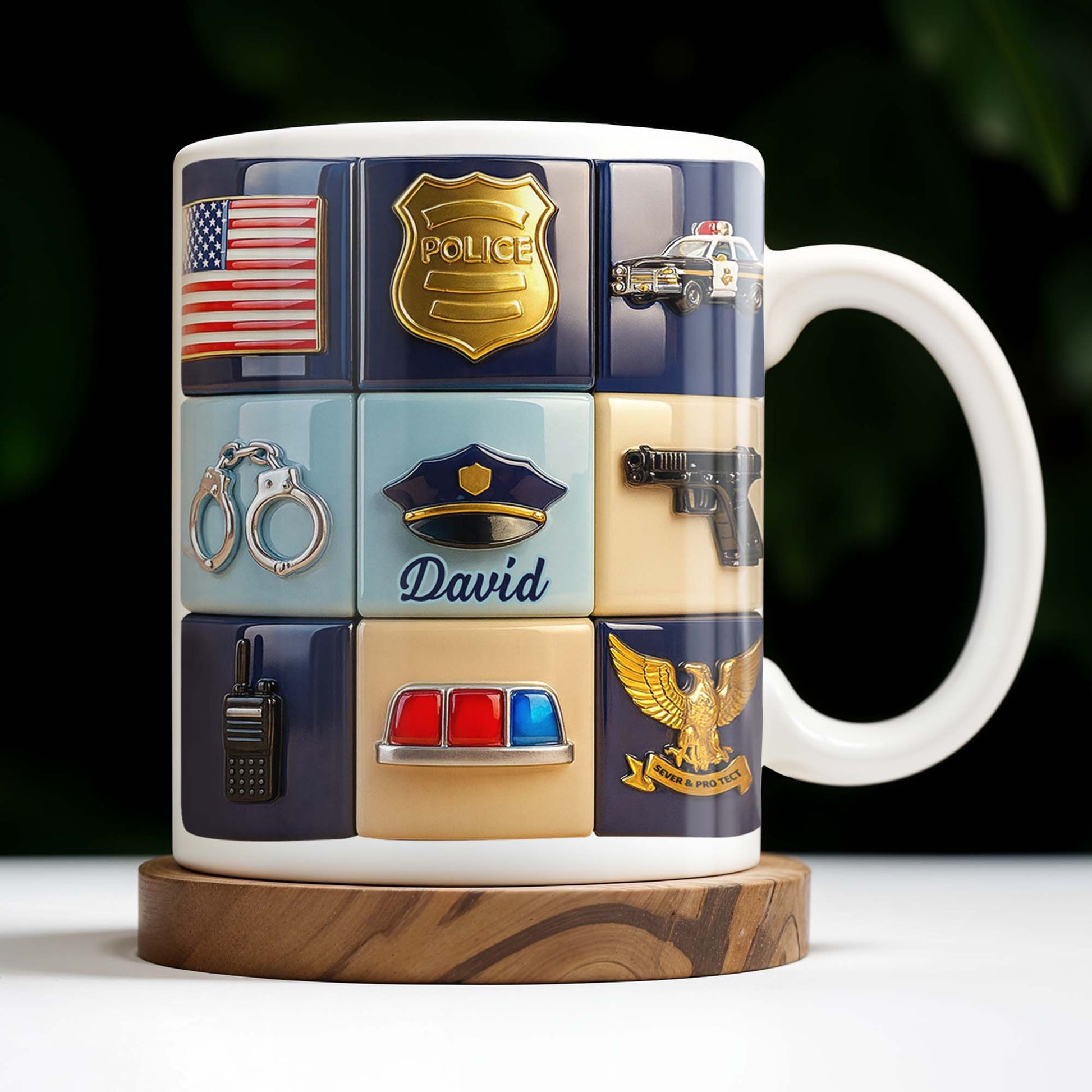 Serve & Protect, American Flag And Police Badge Design