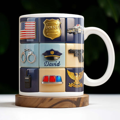 Serve & Protect, American Flag And Police Badge Design