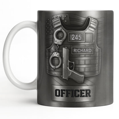 Officer, Badge, Handcuffs, And Gun