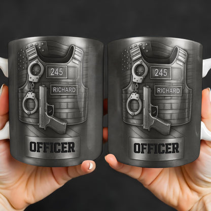 Officer, Badge, Handcuffs, And Gun