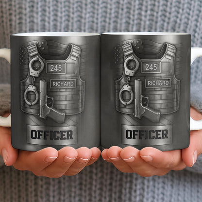 Officer, Badge, Handcuffs, And Gun