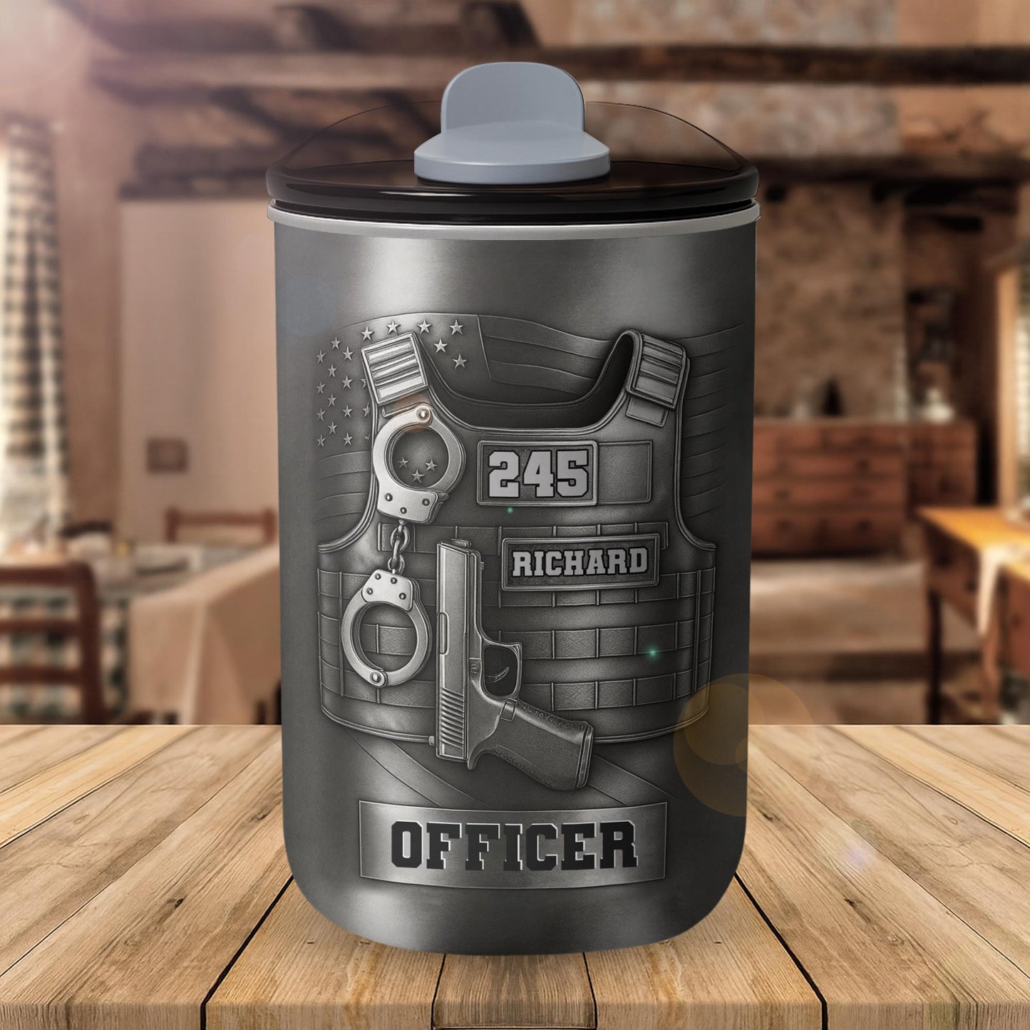 To My Officer, Commemorate Courage With This Bulletproof Vest, Handcuffs Design