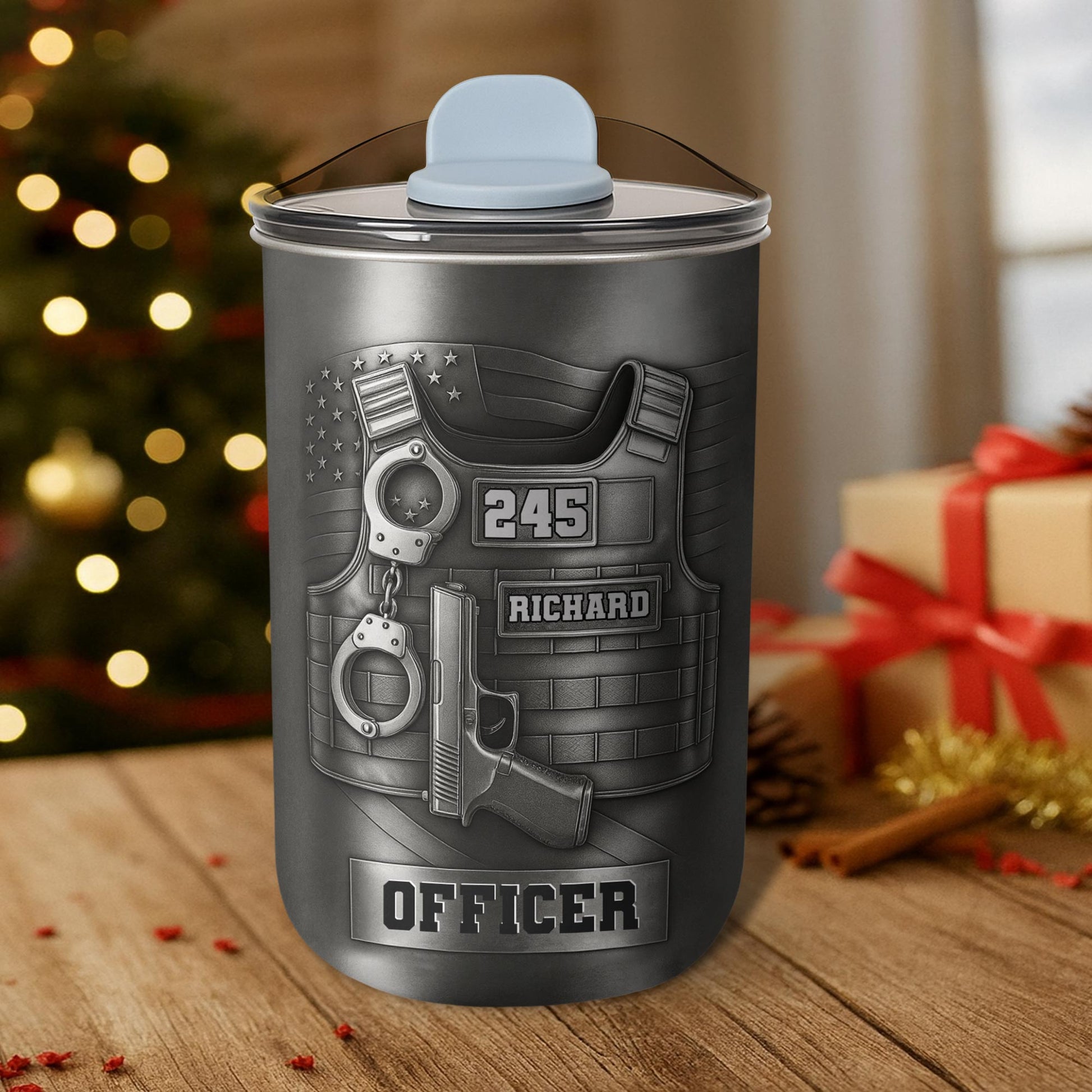 To My Officer, Commemorate Courage With This Bulletproof Vest, Handcuffs Design