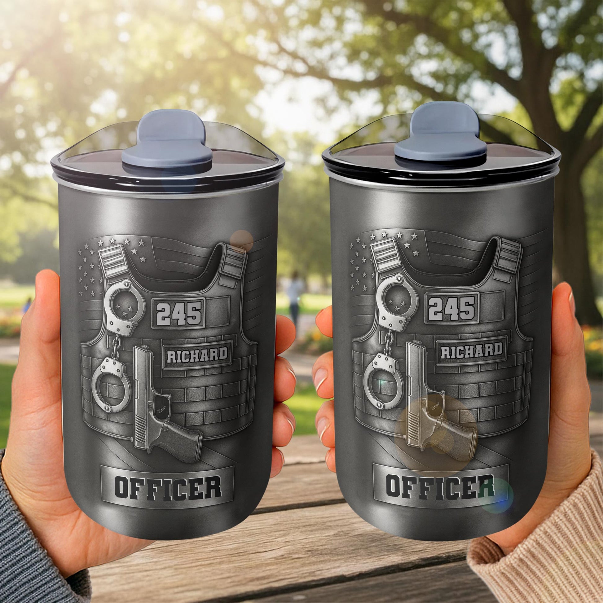 To My Officer, Commemorate Courage With This Bulletproof Vest, Handcuffs Design