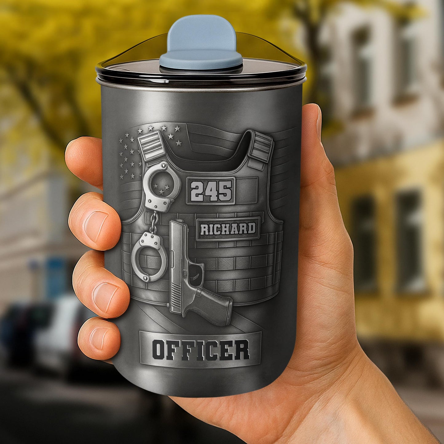 To My Officer, Commemorate Courage With This Bulletproof Vest, Handcuffs Design