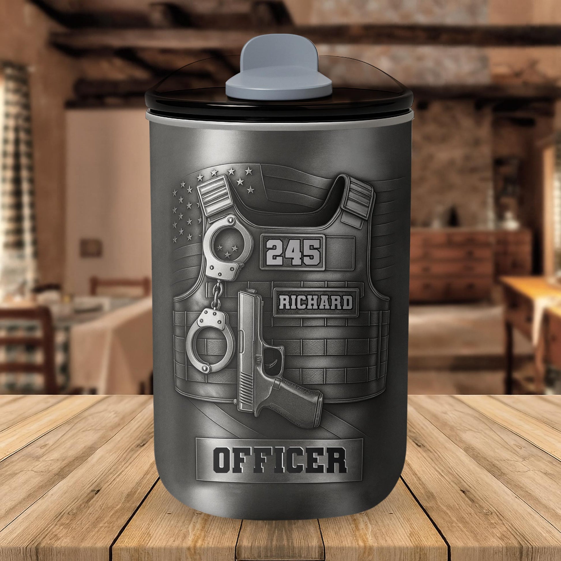 To My Officer, Commemorate Courage With This Bulletproof Vest, Handcuffs Design