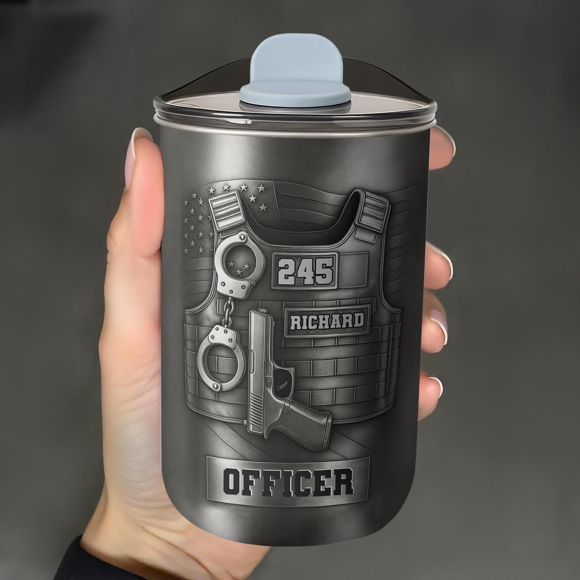 To My Officer, Commemorate Courage With This Bulletproof Vest, Handcuffs Design