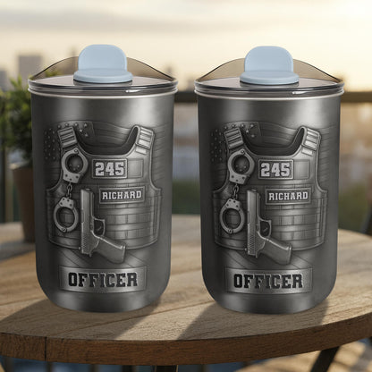 To My Officer, Commemorate Courage With This Bulletproof Vest, Handcuffs Design