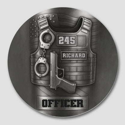 Officer Tactical Vest And Handcuffs Personalized Design - Personalized Custom Ceramic Coaster - OFC025_ROCO