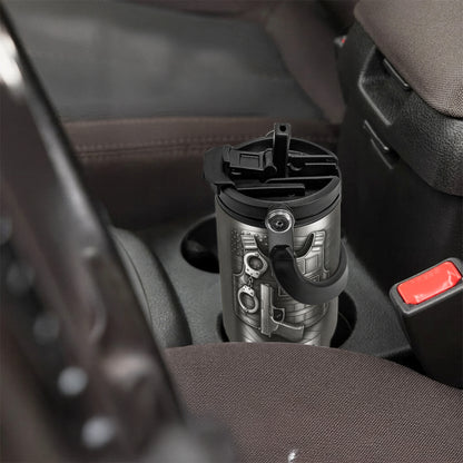 To A Courageous Officer With Badge, Handcuffs, And Gun - Personalized 30oz Tumbler With Handle - OFC025_TBH