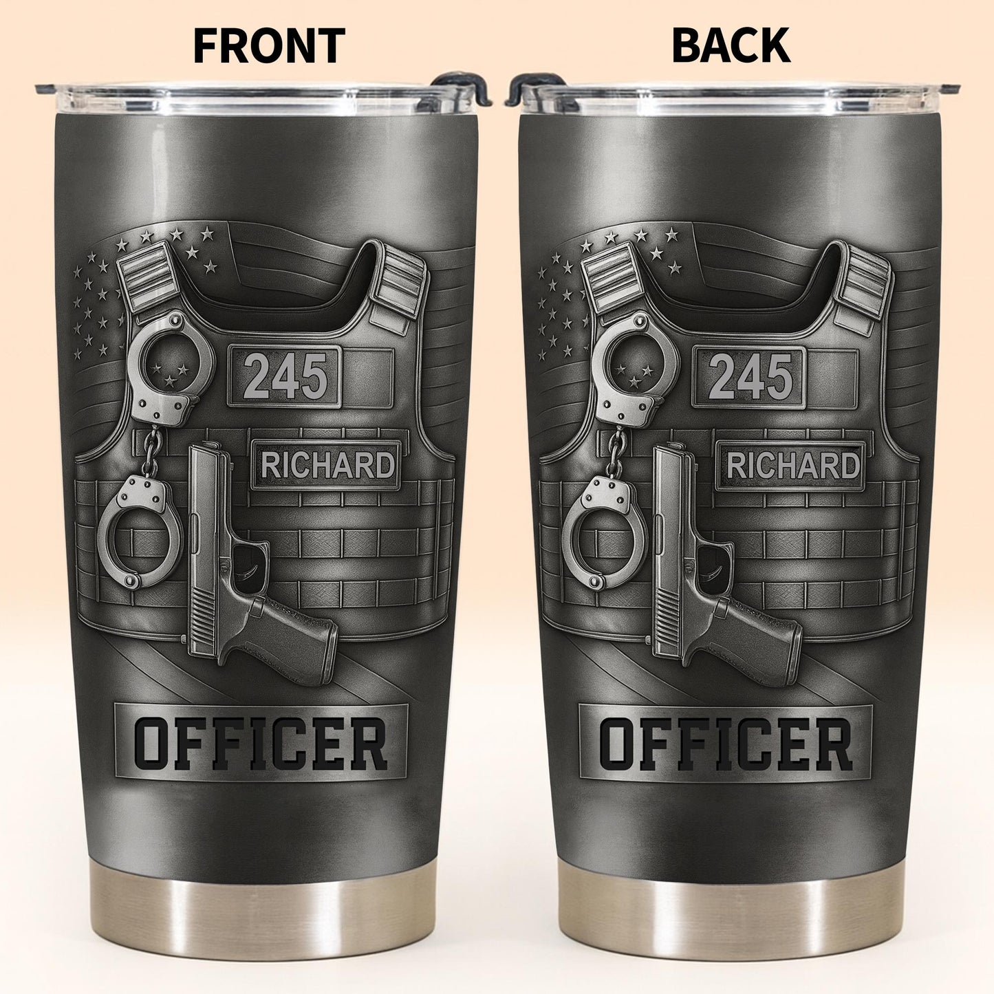 Honor Your Dedication, Police Badge Handcuffs Gun - Personalized Custom Stainless Steel Tumbler 20oz 30oz - OFC025_TB