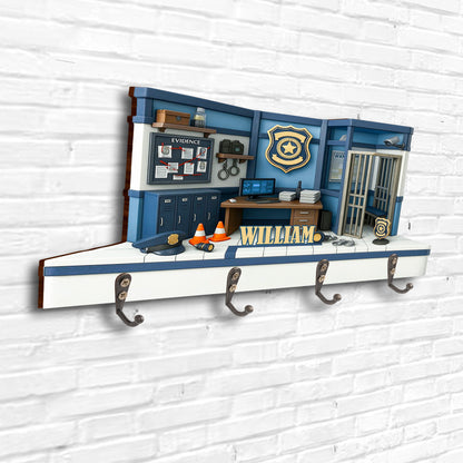 Personalize Your Police Station Decor With Badge And Handcuffs - Personalized Key Holder - OFC026_KHO