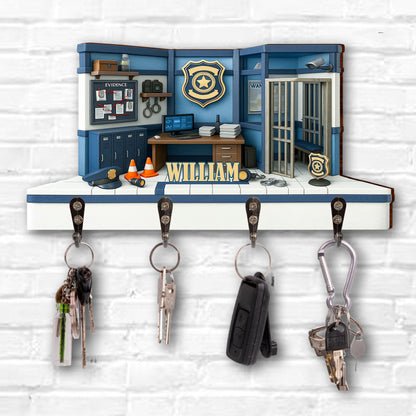 Personalize Your Police Station Decor With Badge And Handcuffs - Personalized Key Holder - OFC026_KHO