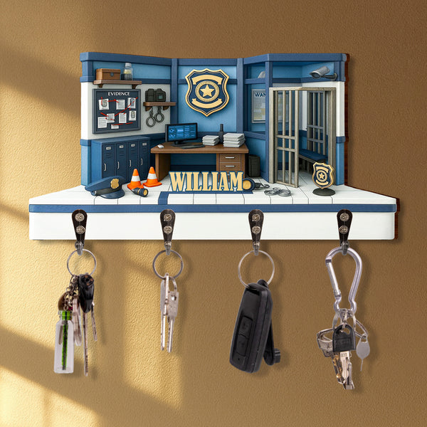 Personalize Your Police Station Decor With Badge And Handcuffs - Personalized Key Holder - OFC026_KHO