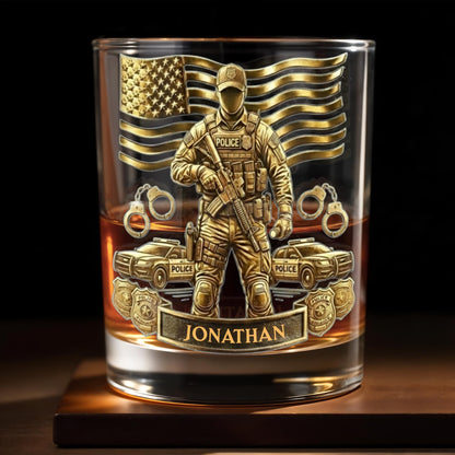 Celebrate Heroic Service With Police Officer Emblem and American Flag