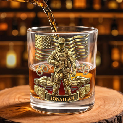 Celebrate Heroic Service With Police Officer Emblem and American Flag