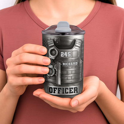 Customizable Police Gear Tumbler With Badge And Handcuffs
