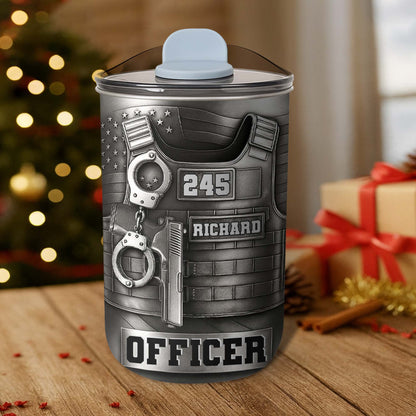 Customizable Police Gear Tumbler With Badge And Handcuffs
