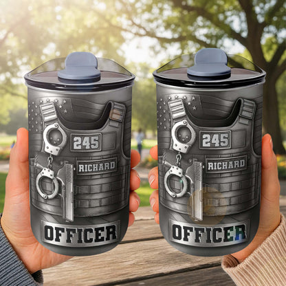 Customizable Police Gear Tumbler With Badge And Handcuffs