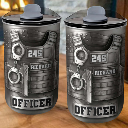 Customizable Police Gear Tumbler With Badge And Handcuffs