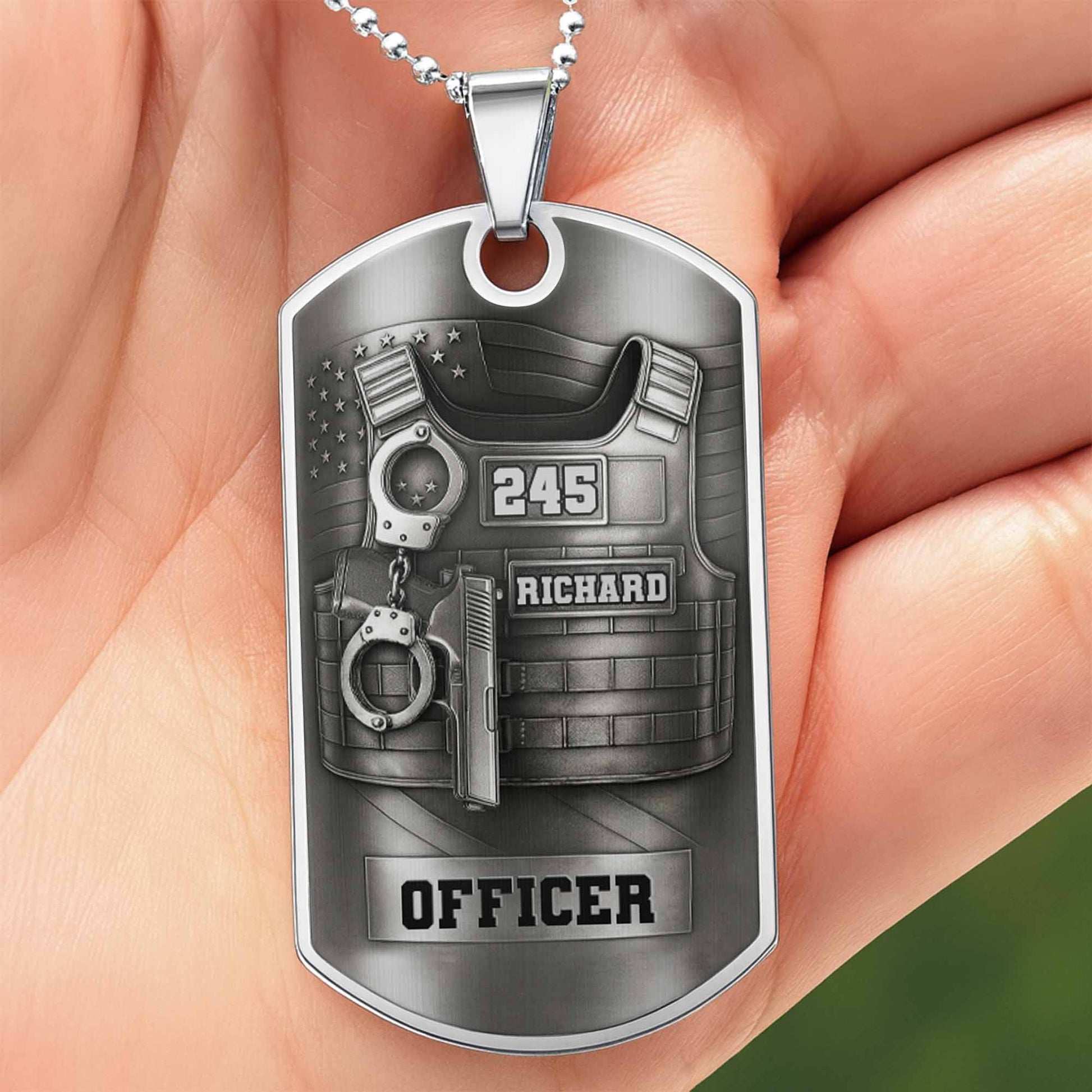 To My Brave Officer, Badge, Gun And Handcuffs