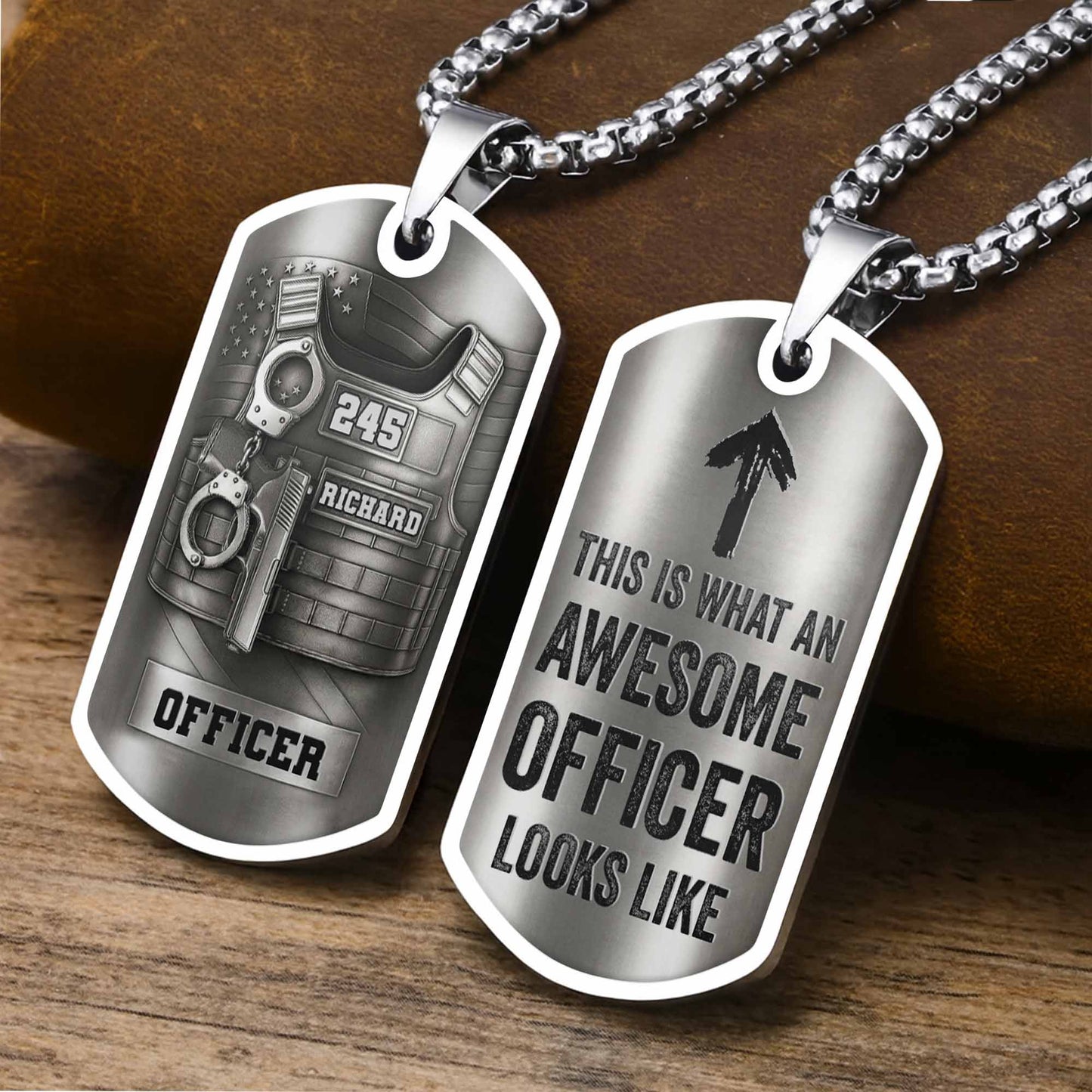 To My Brave Officer, Badge, Gun And Handcuffs