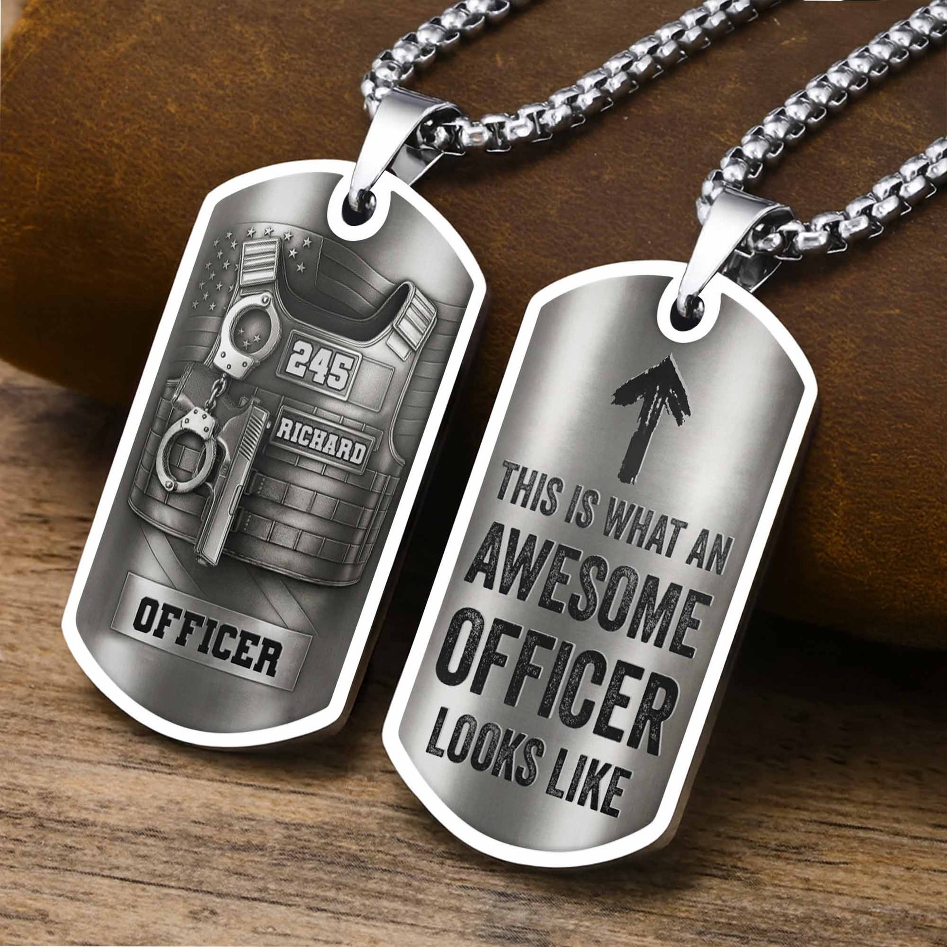 To My Brave Officer, Badge, Gun And Handcuffs