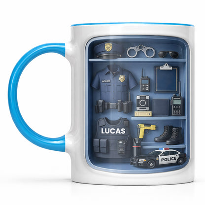 Police Officer Uniform And Gear With Patrol Car