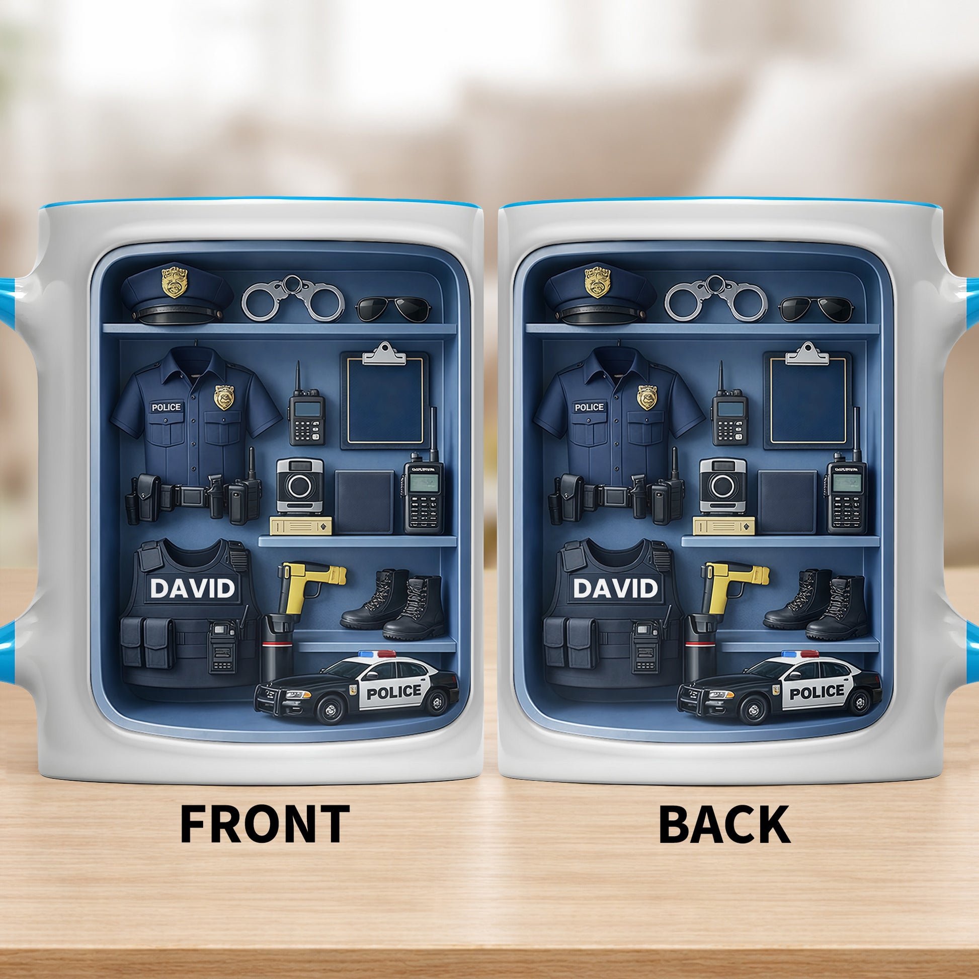 Police Officer Uniform And Gear With Patrol Car