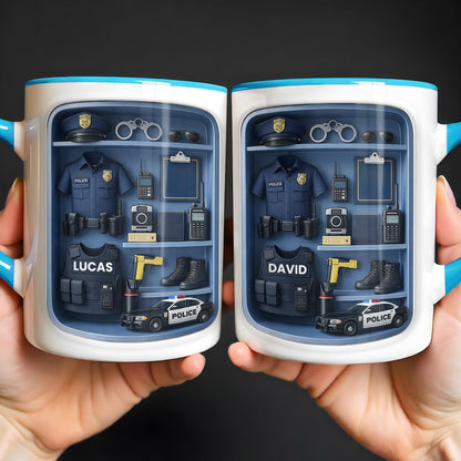 Police Officer Uniform And Gear With Patrol Car