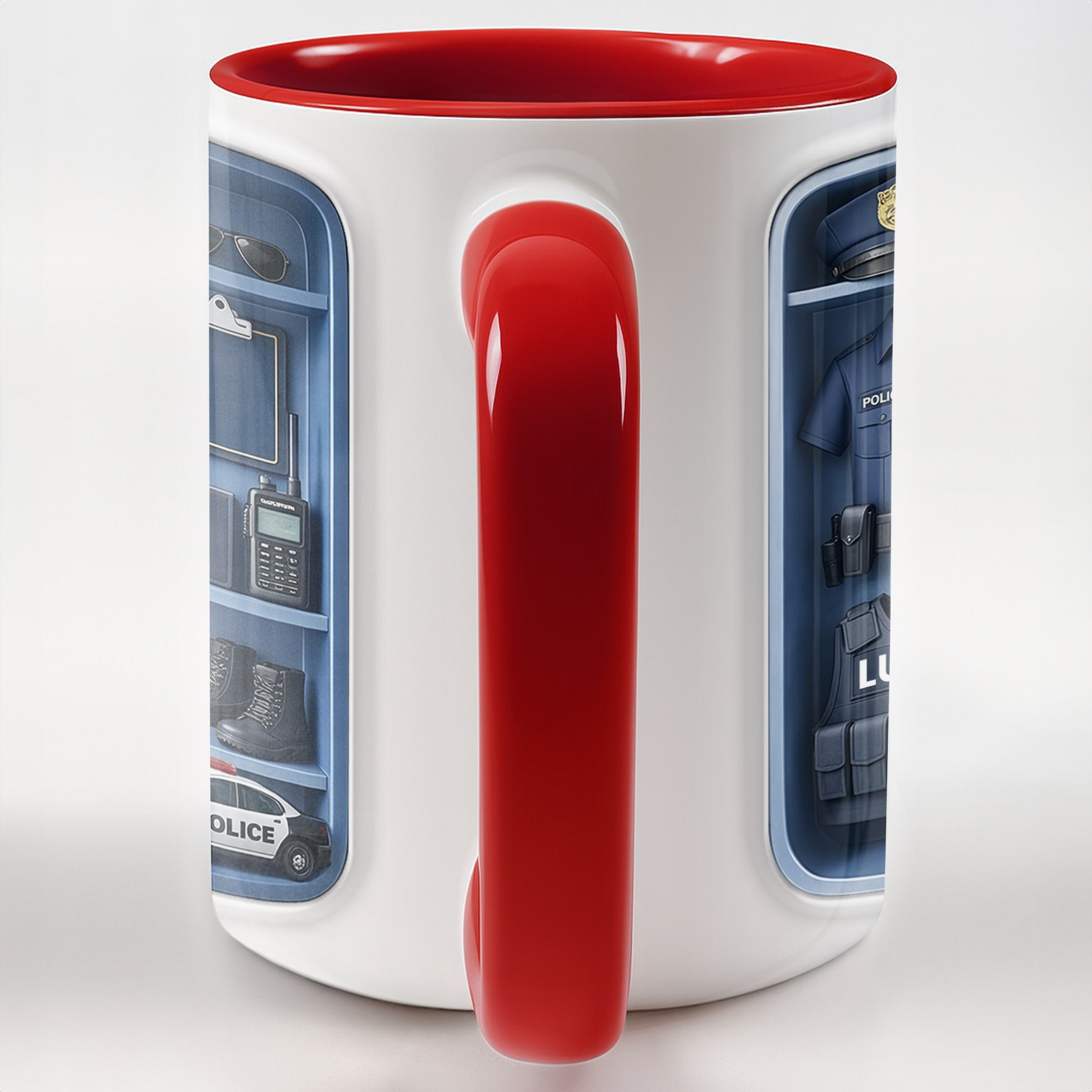 Police Officer Uniform And Gear With Patrol Car