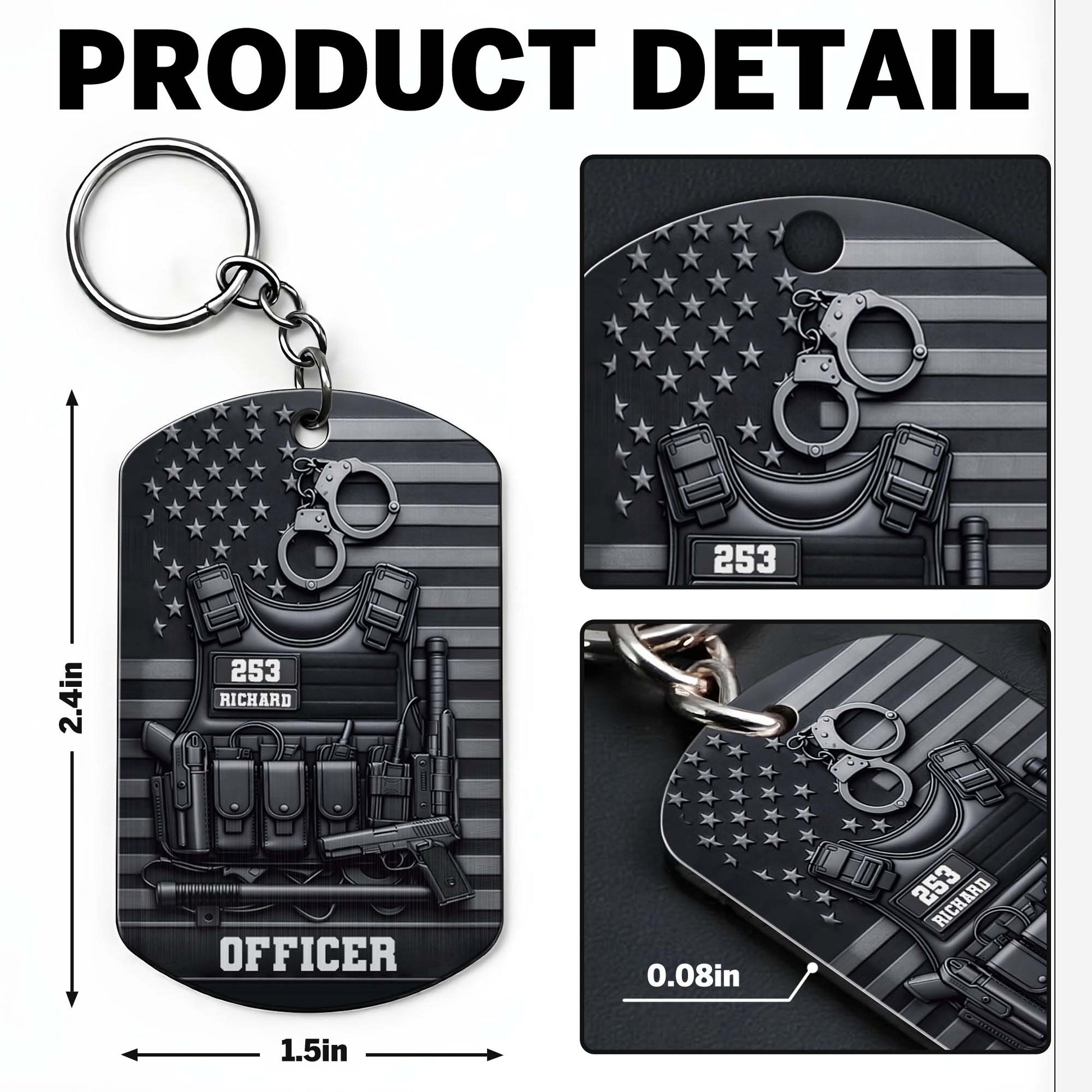 Officer Tactical Police Vest And American Flag Dog Tag