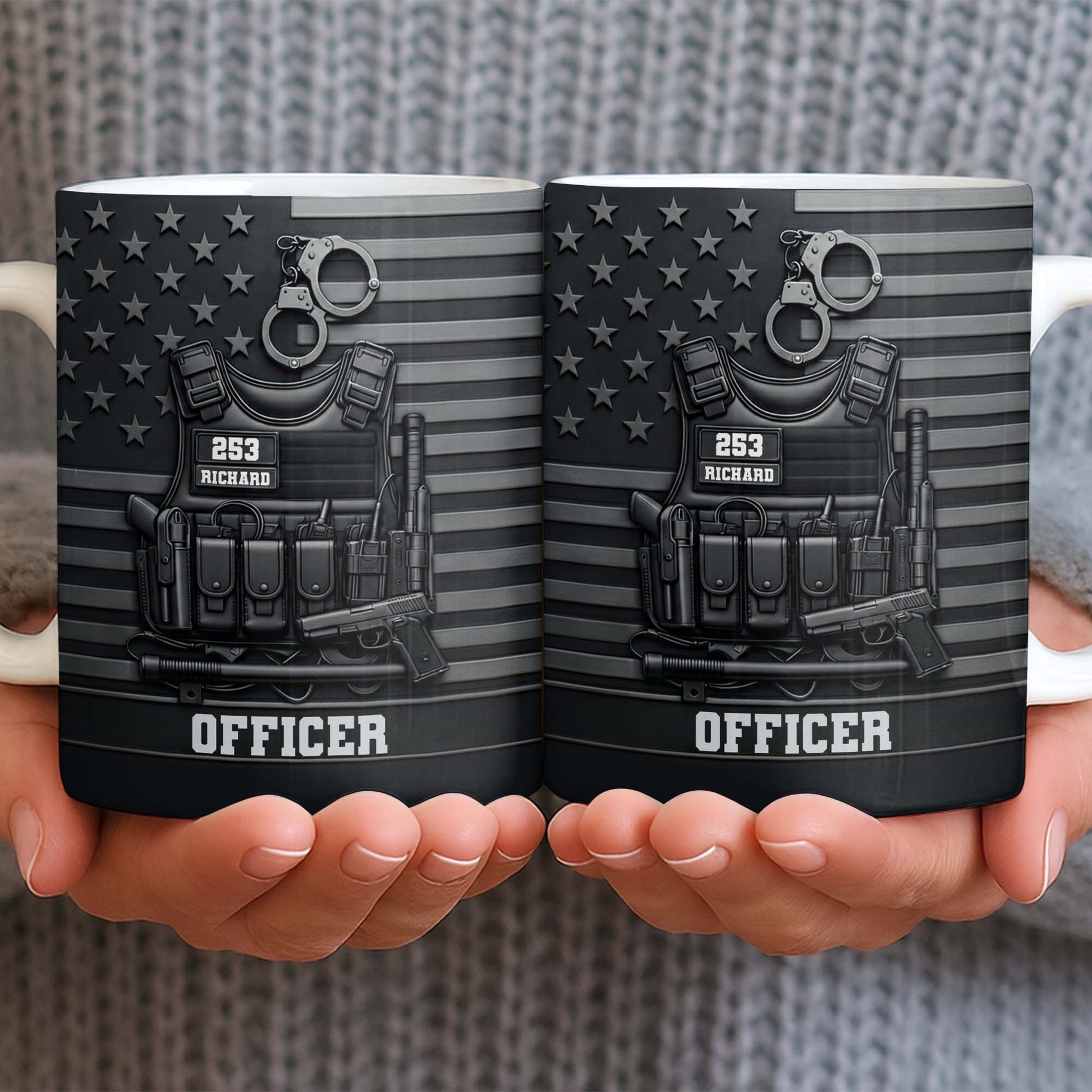 Officer Tactical Vest And American Flag Design