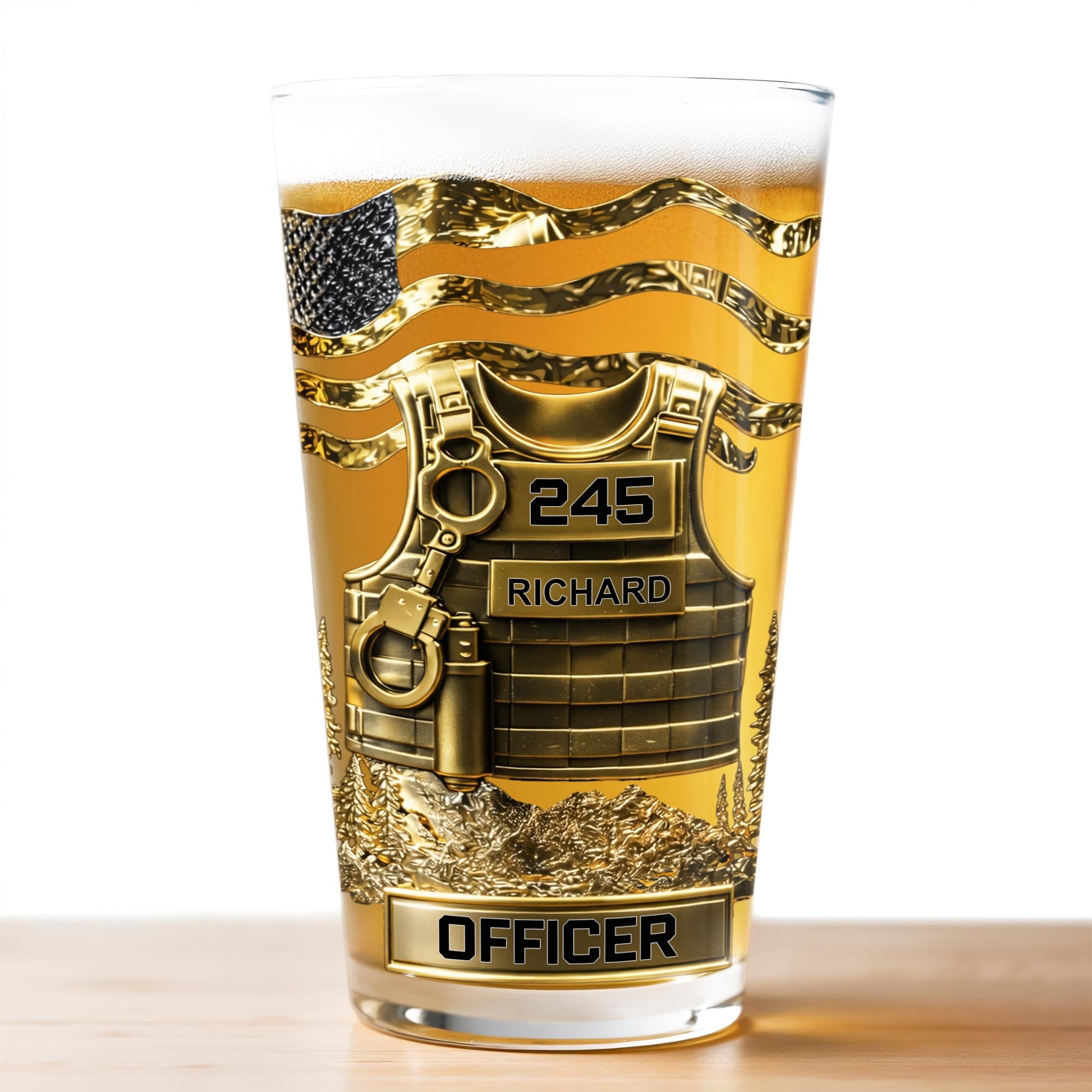 Officer Tactical Vest With American Flag And Handcuffs Design