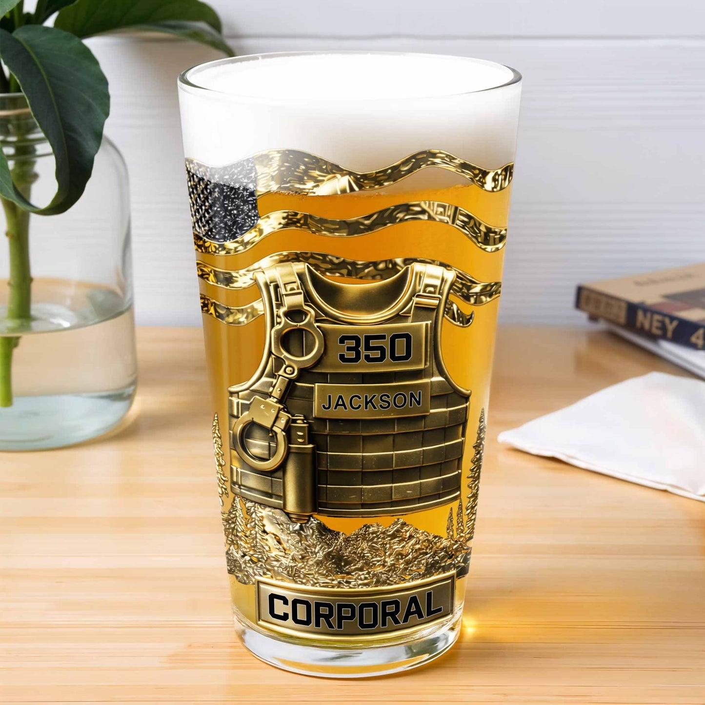 Officer Tactical Vest With American Flag And Handcuffs Design