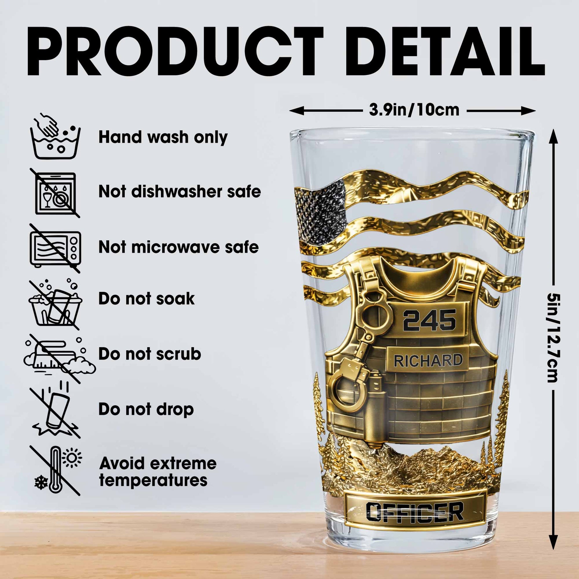 Officer Tactical Vest With American Flag And Handcuffs Design