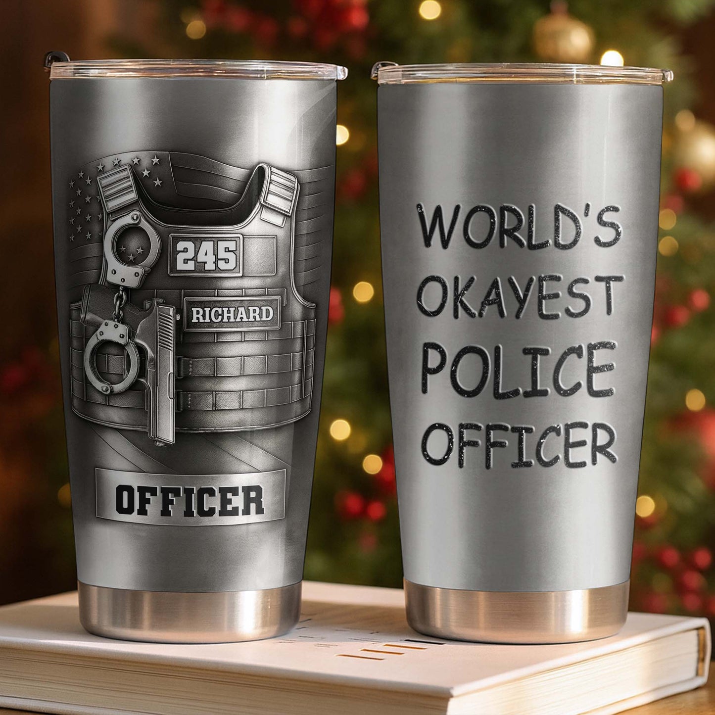 World's Okayest Police Officer, Police Vest Handcuff Gun